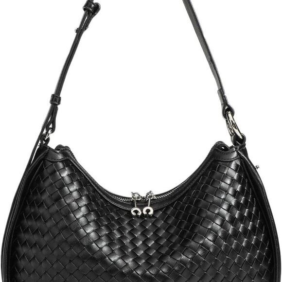 Crescent Shoulder Bag for Women, Woven Crossbody Bag, Small Clutch Purse, Hobo T - Picture 1 of 9
